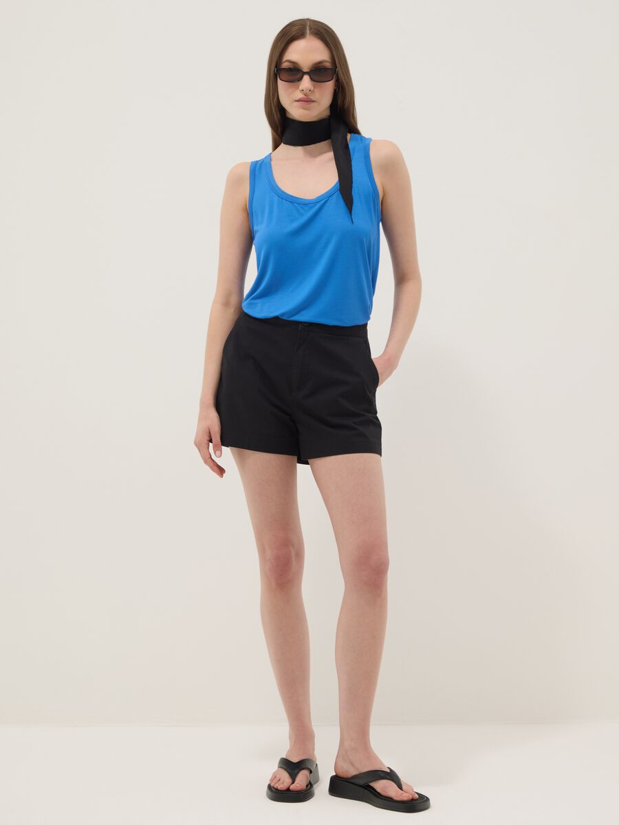 Blue stretch viscose top, regular fit_2