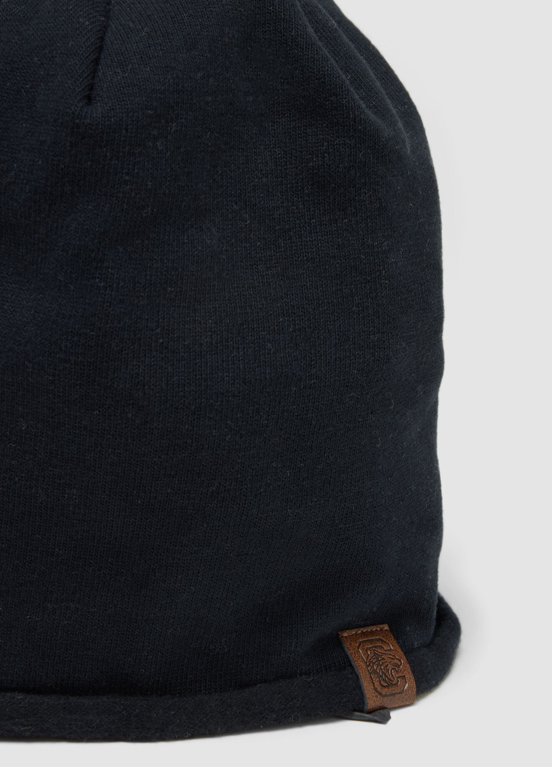 Black stretch cotton jersey knit hat for boys