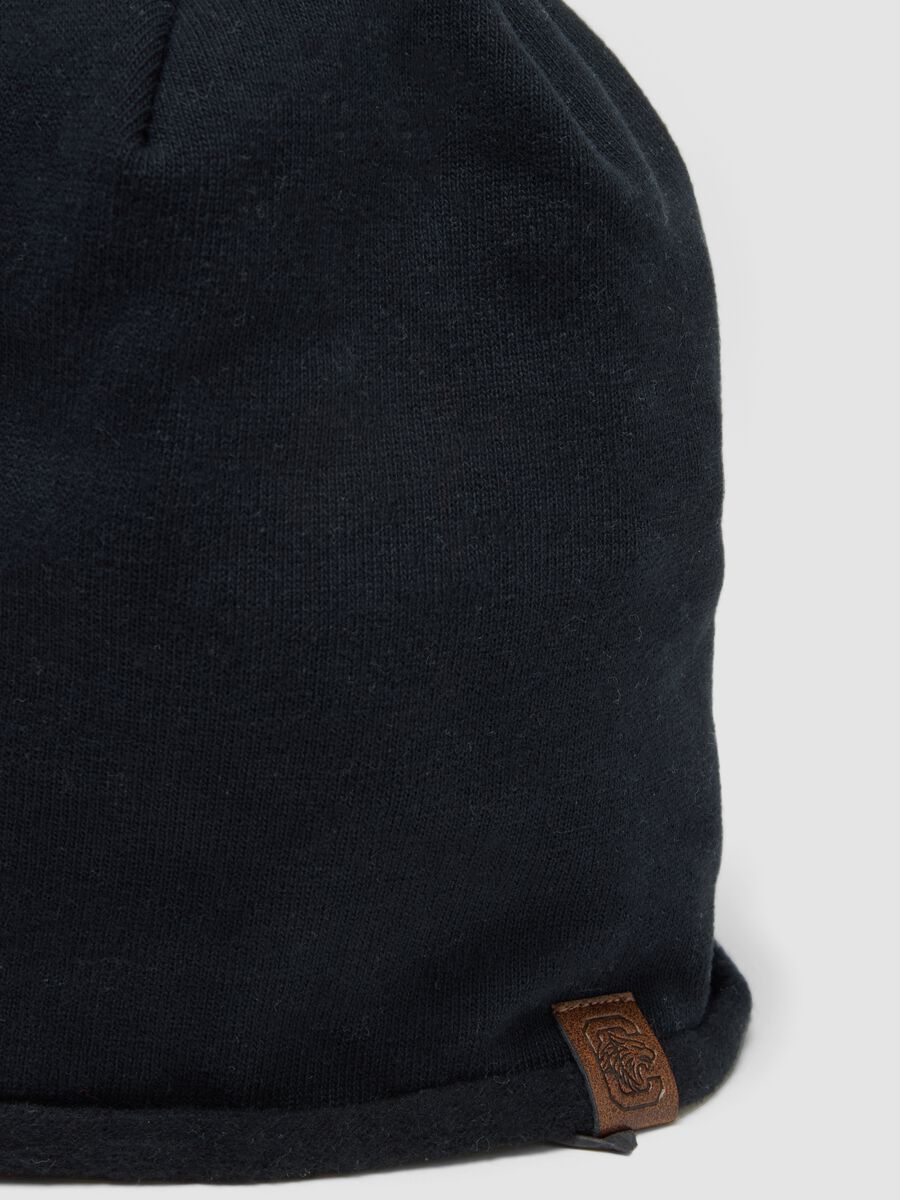 Black stretch cotton jersey knit hat for boys_2