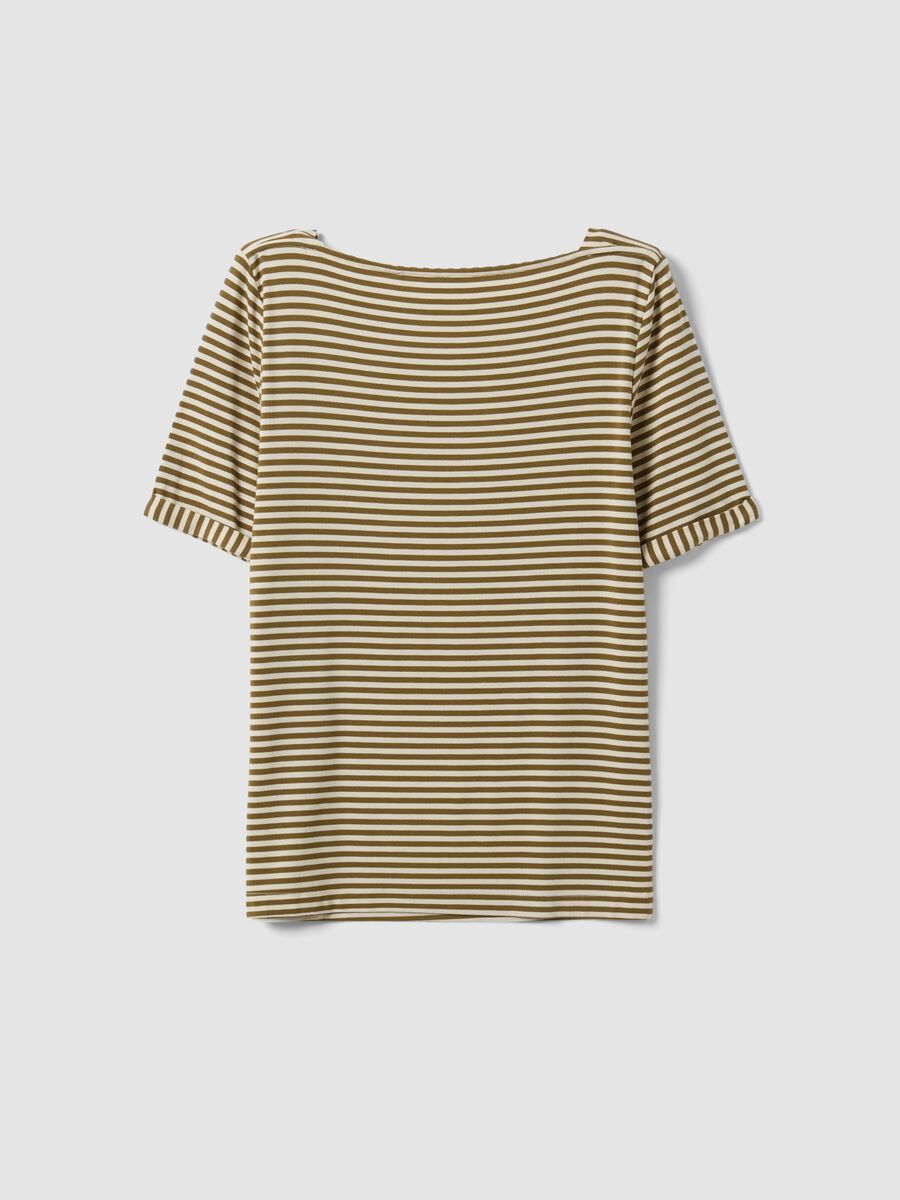 White striped stretch viscose T-shirt_6
