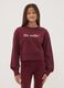 Short purple sweatshirt in pure organic cotton with ribbed neckline_1