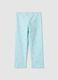 Blue stretch cotton skinny fit leggings for girls with hearts_1