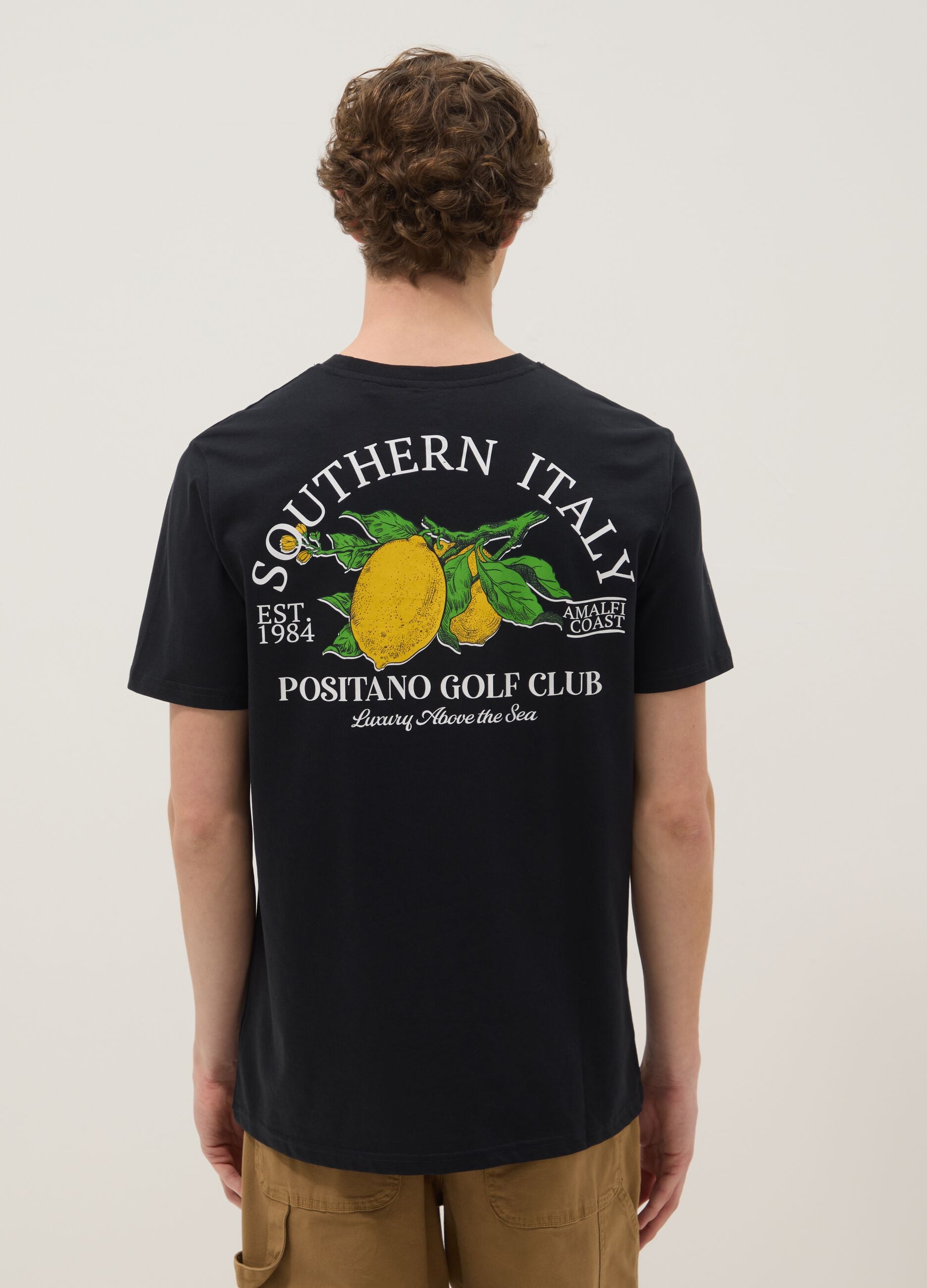 Black slogan T-shirt in pure cotton, regular fit