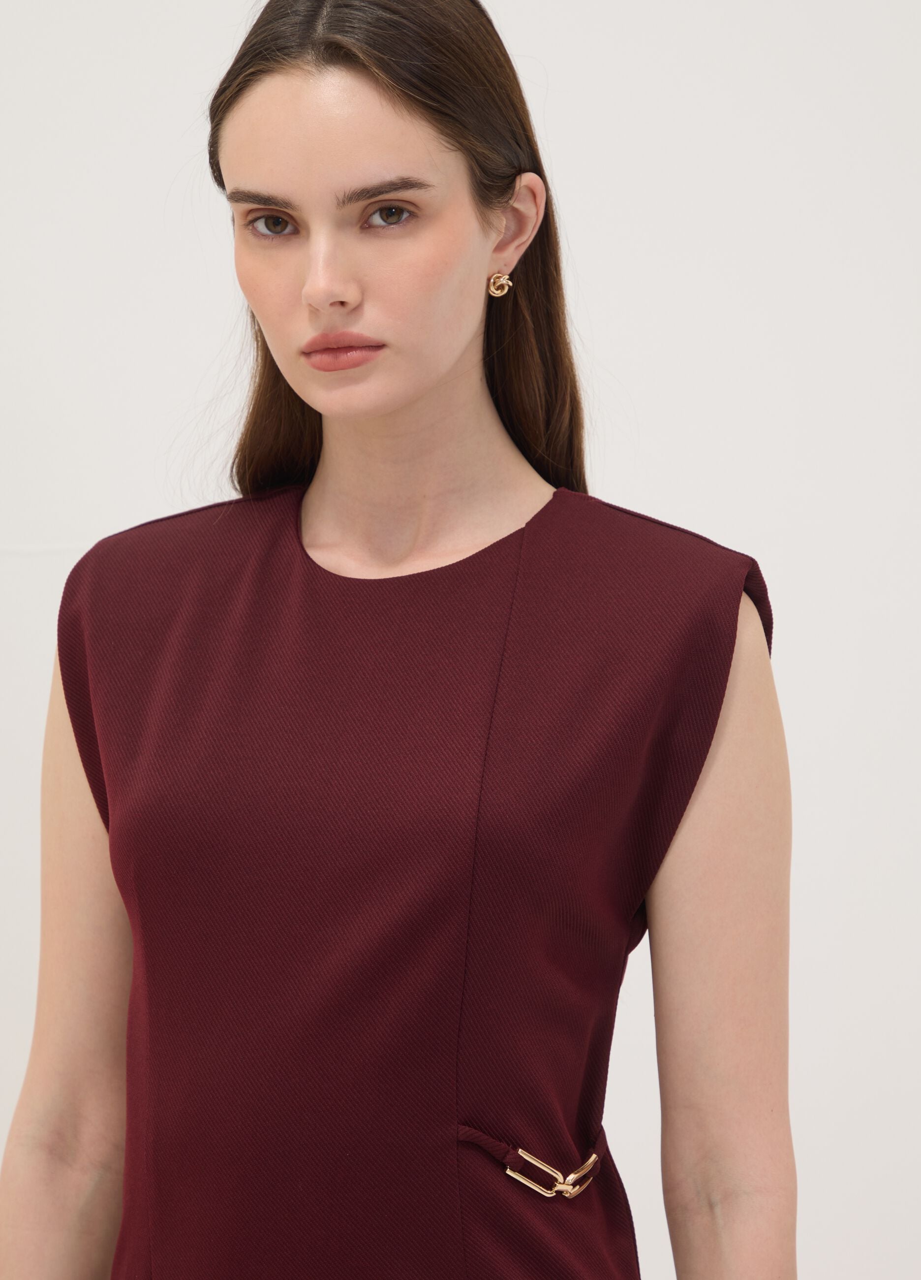 Red midi dress in stretch fabric, slim fit