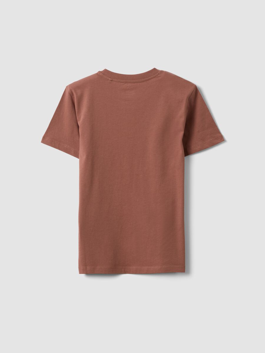 T-shirt marrone a maniche corte in puro cotone organico per ragazzo_4