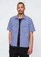 Blue checked short-sleeve shirt_0