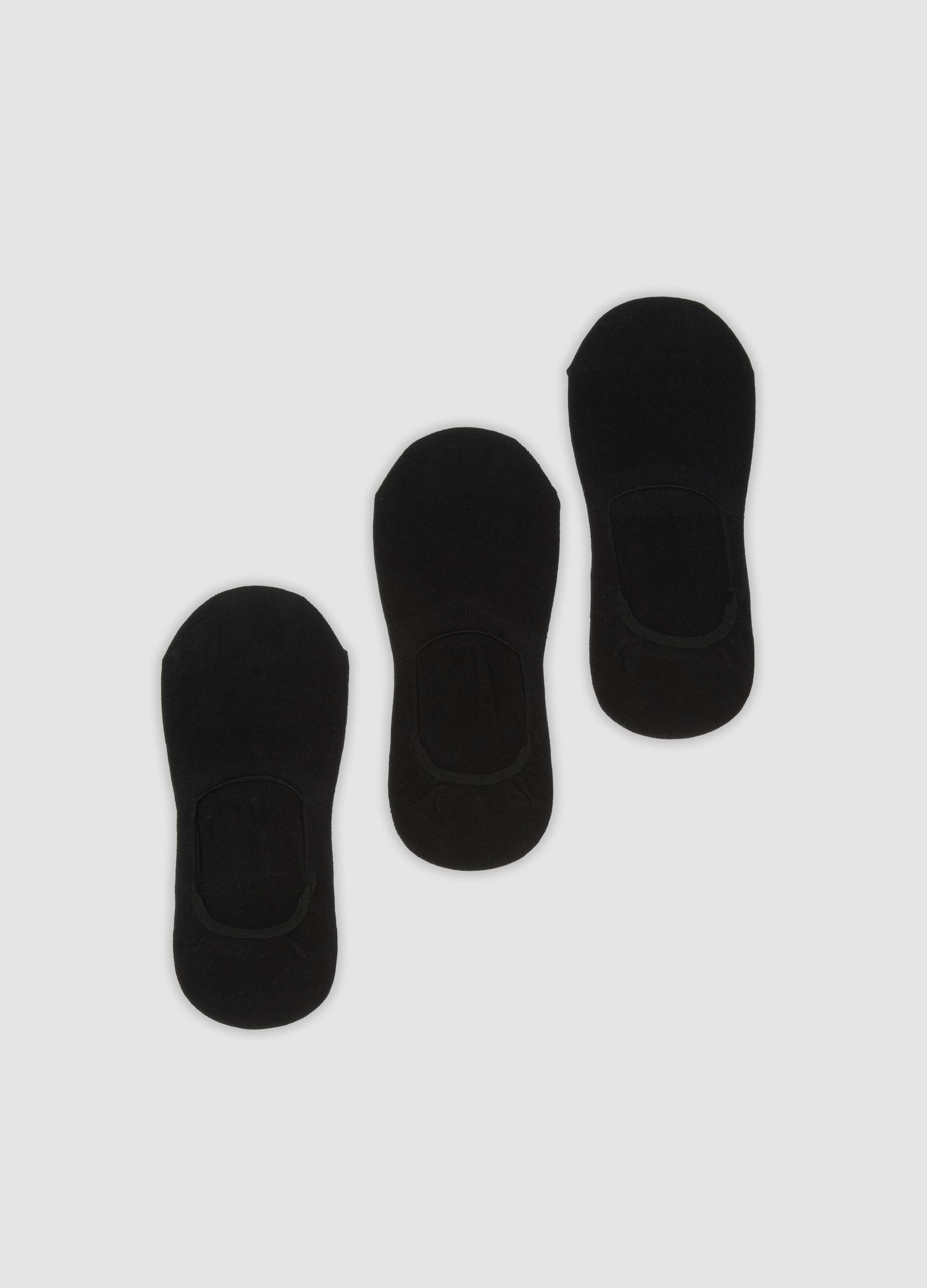 3-pack of black invisible socks in organic cotton jersey blend