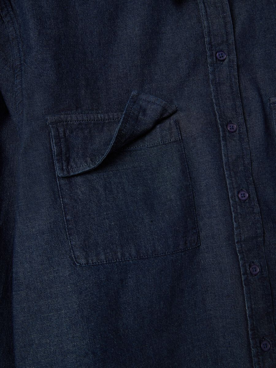 Camicia in puro cotone denim blu regular fit_5