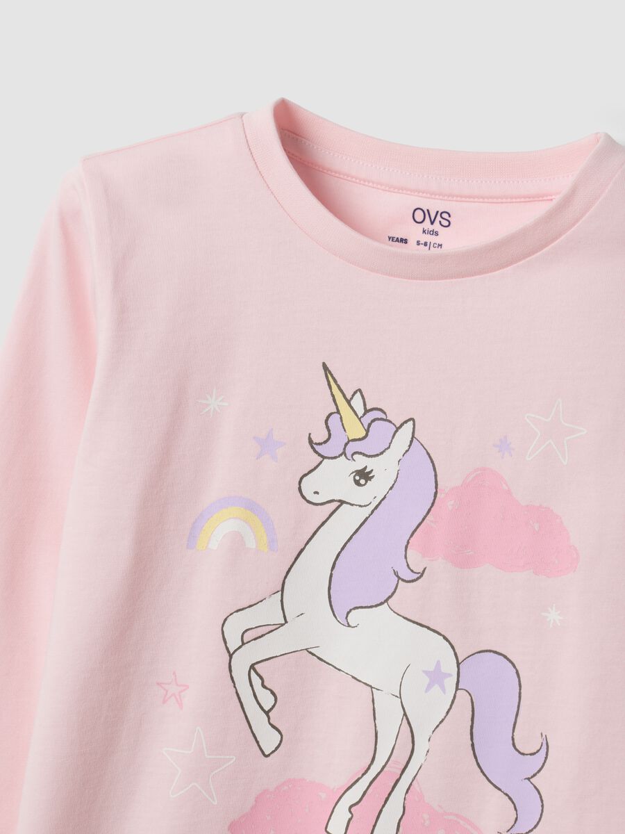 Multicoloured pure organic cotton unicorn print pyjamas for girls_3