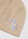 Beige stretch organic cotton baby hat with aeroplane print_1