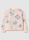 Girl's pink pure cotton sweatshirt, regular fit with print_0