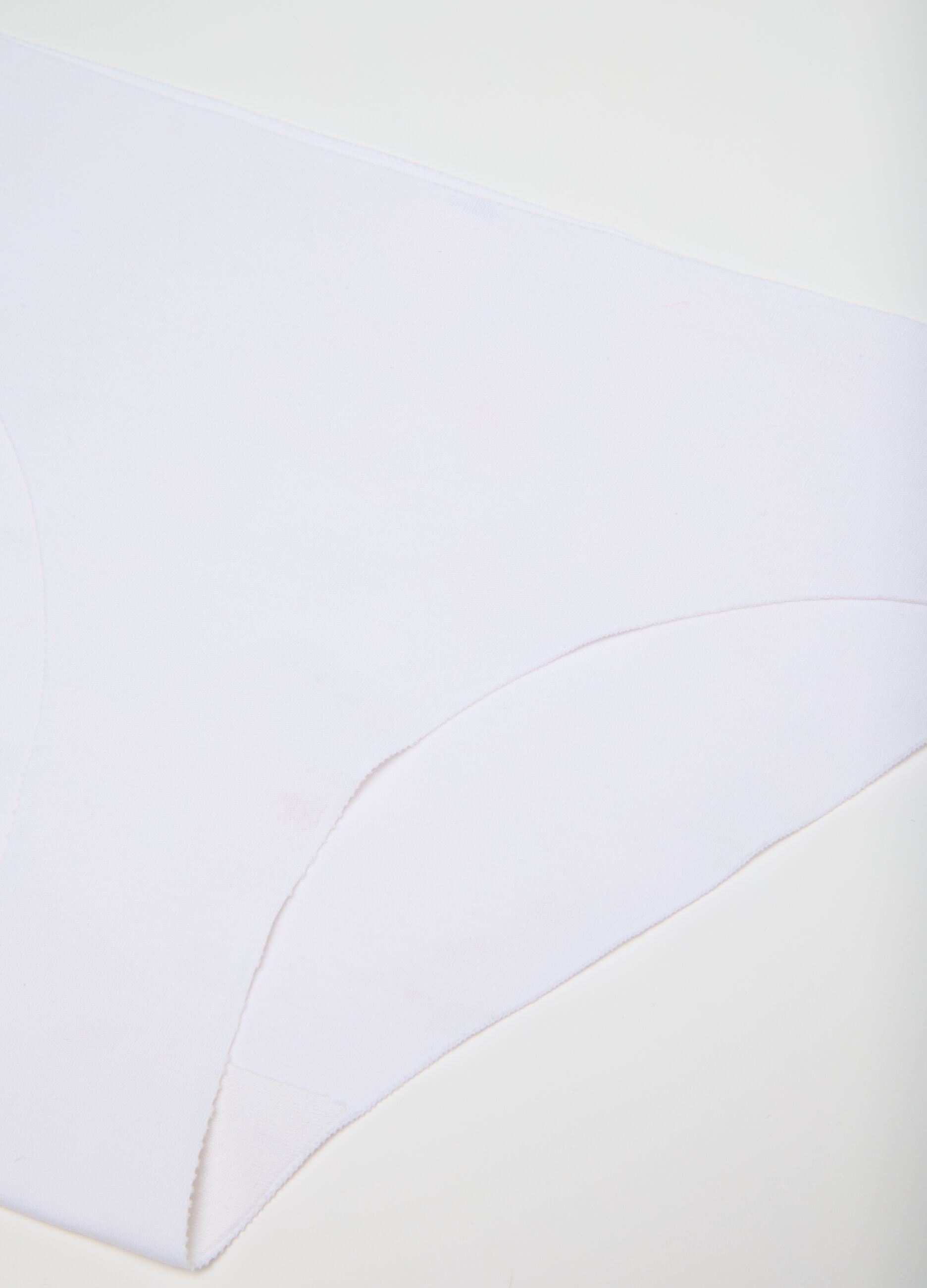 Low-rise white stretch cotton briefs
