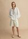 White regular fit cotton-linen blend blouse with eyelet details_0