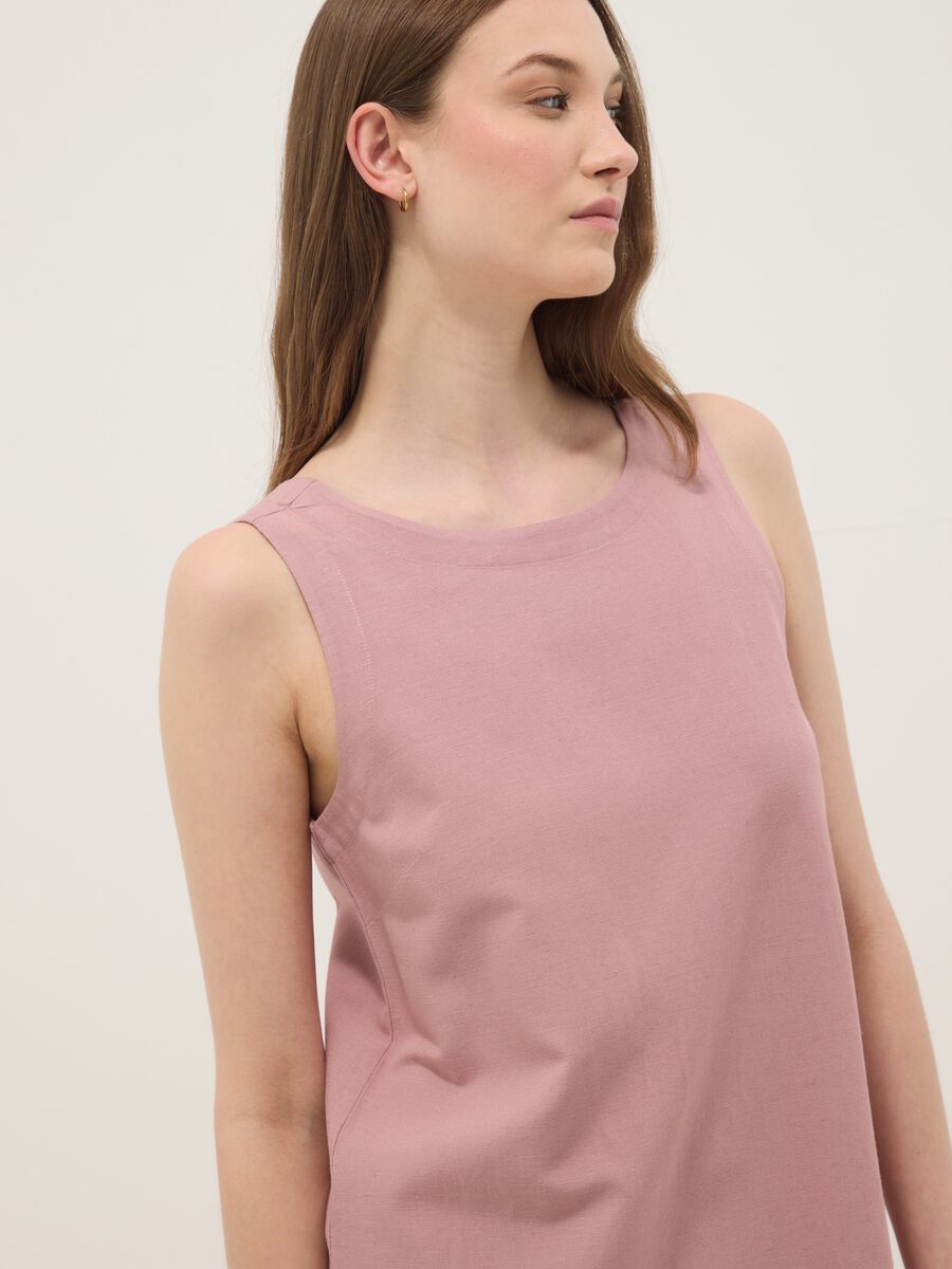 Pink regular-fit dress in a viscose, cotton and linen blend_3