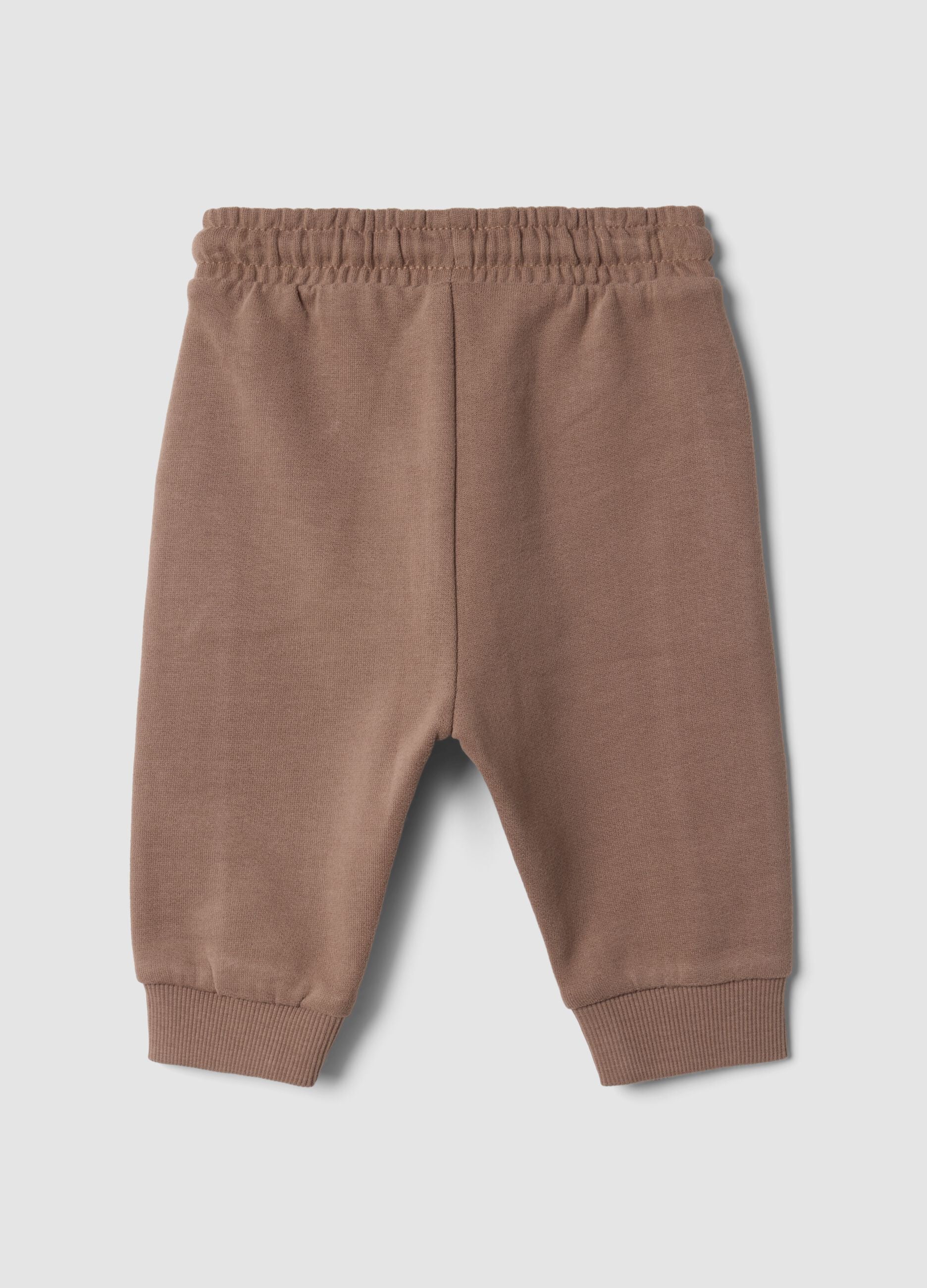 Brown organic cotton trousers with elasticated waist