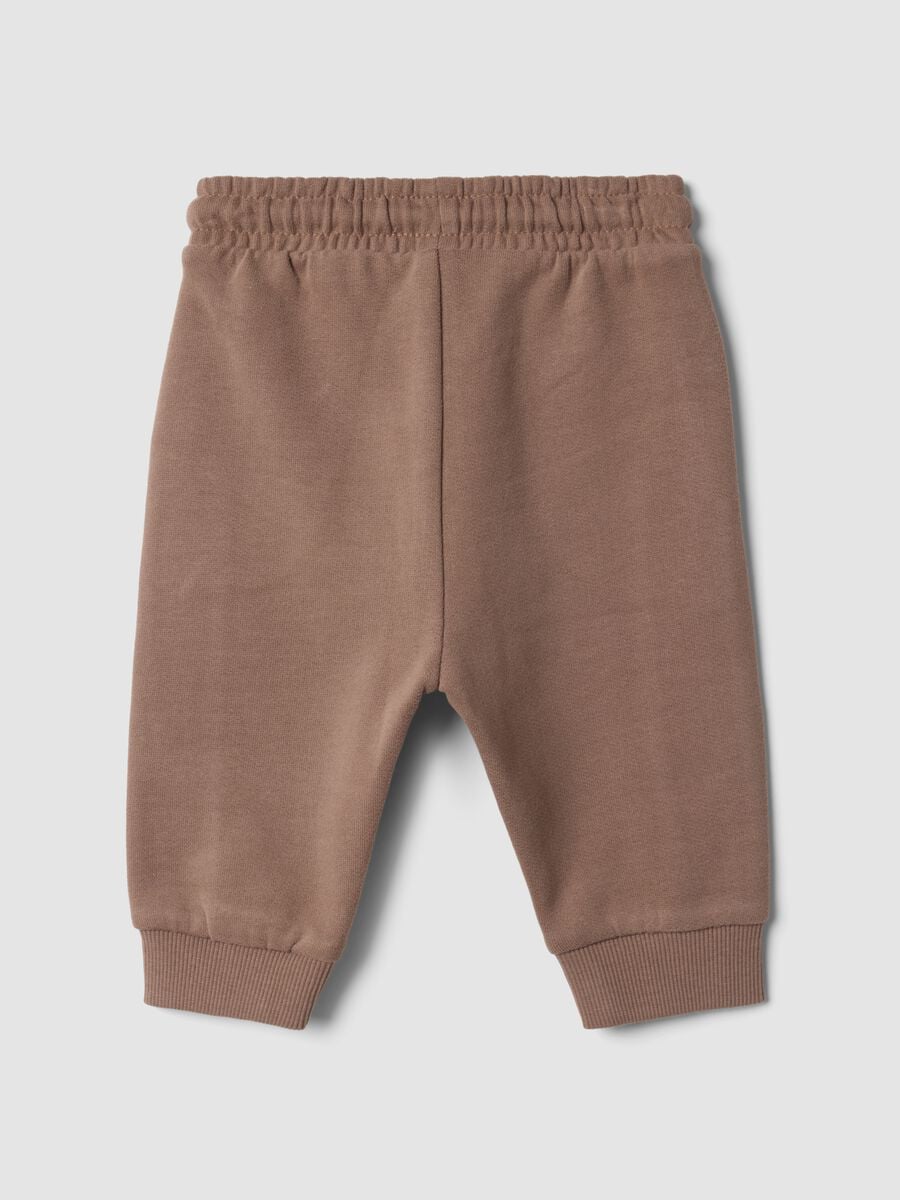 Brown organic cotton trousers with elasticated waist_1