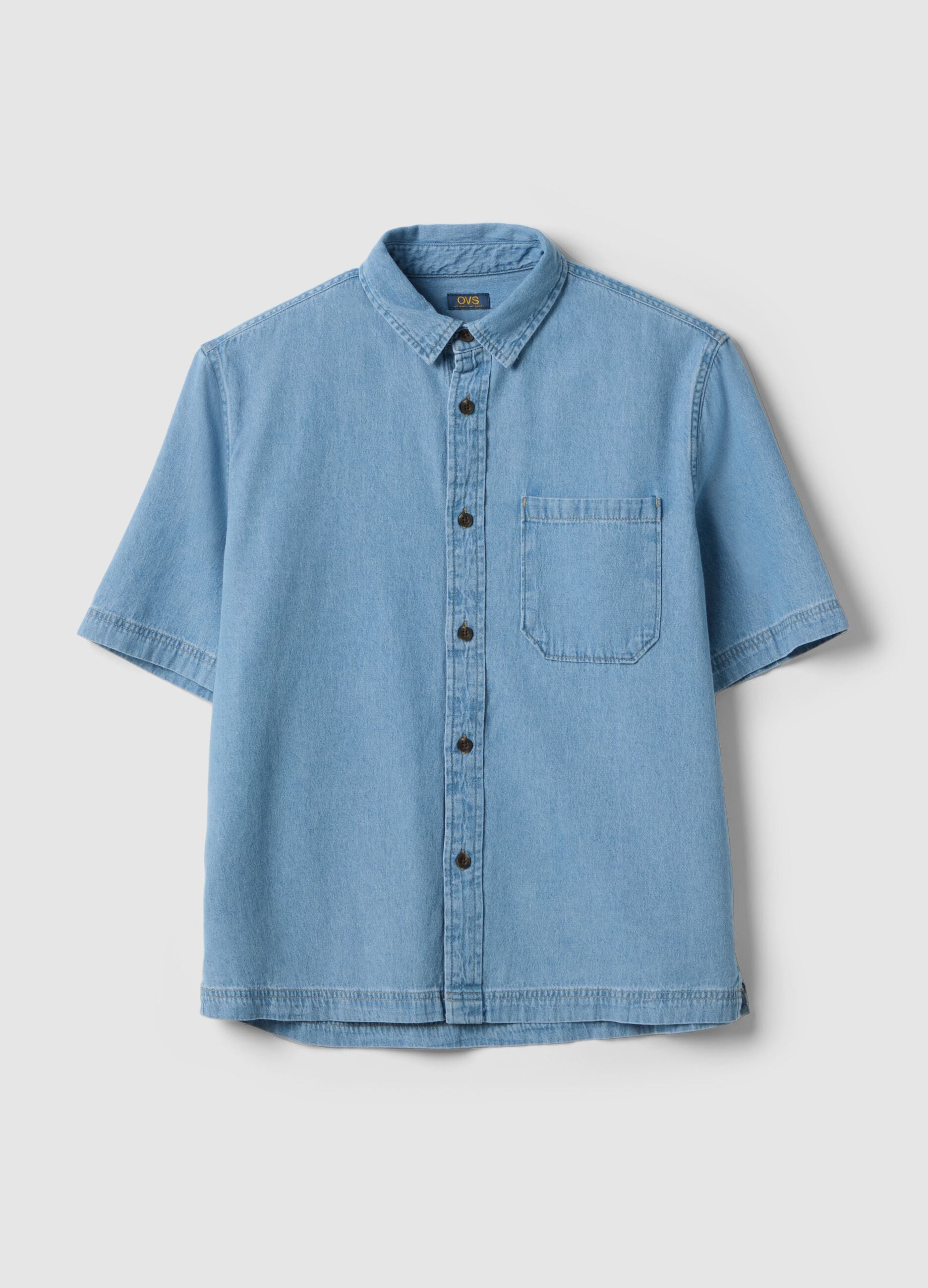 Sky blue denim pure cotton oversized fit shirt