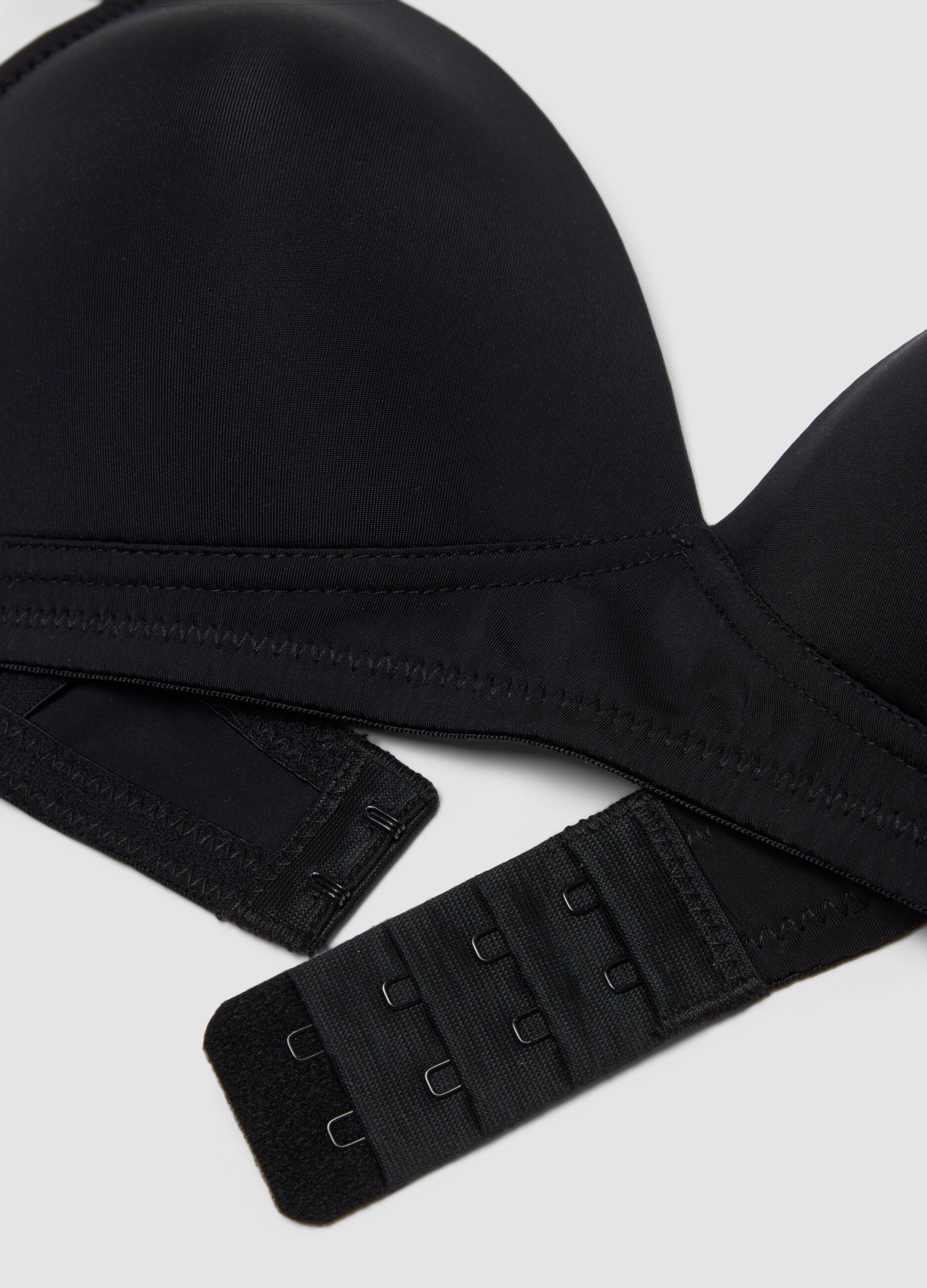 Black padded stretch-fabric bra