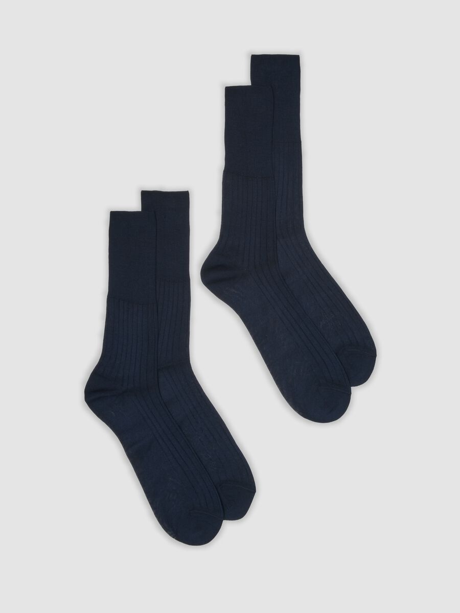 Two-pack of blue midi socks in pure cotton_0