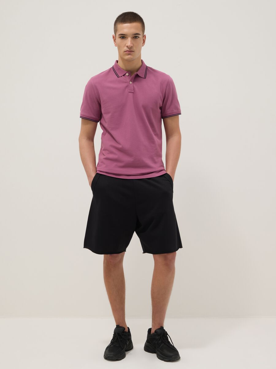 Black relaxed-fit cotton-blend shorts_0