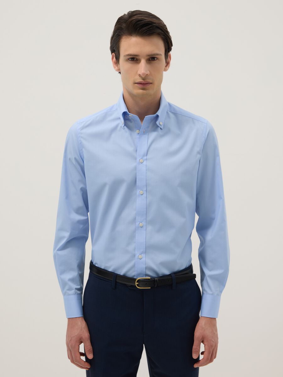 Light blue slim-fit long-sleeve button-down shirt_0