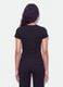 Black pure cotton crop T-shirt with crew neck and print_2