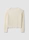 White crew-neck pure cotton cable-knit jumper, regular fit_6