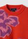 Red pure cotton crew-neck jumper with floral pattern for girls_5