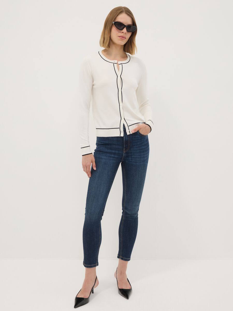 White stretch viscose regular-fit cardigan_1