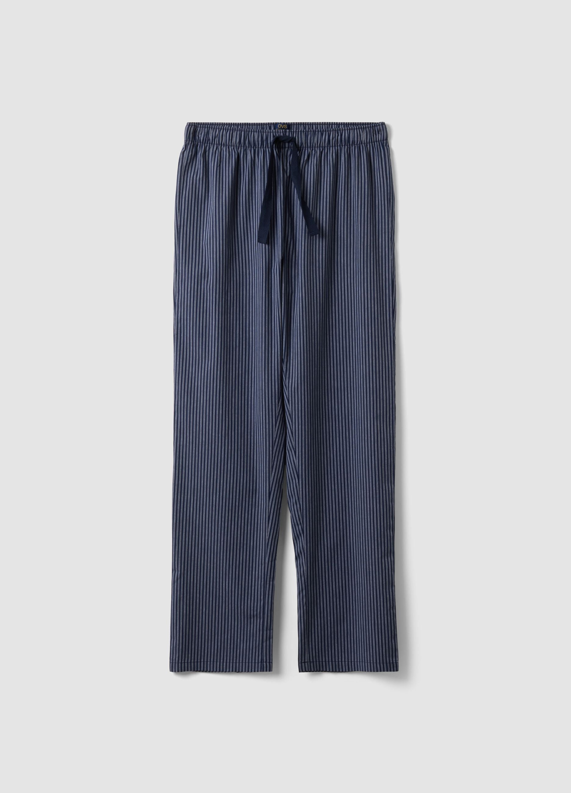 Blue striped organic cotton pyjama trousers