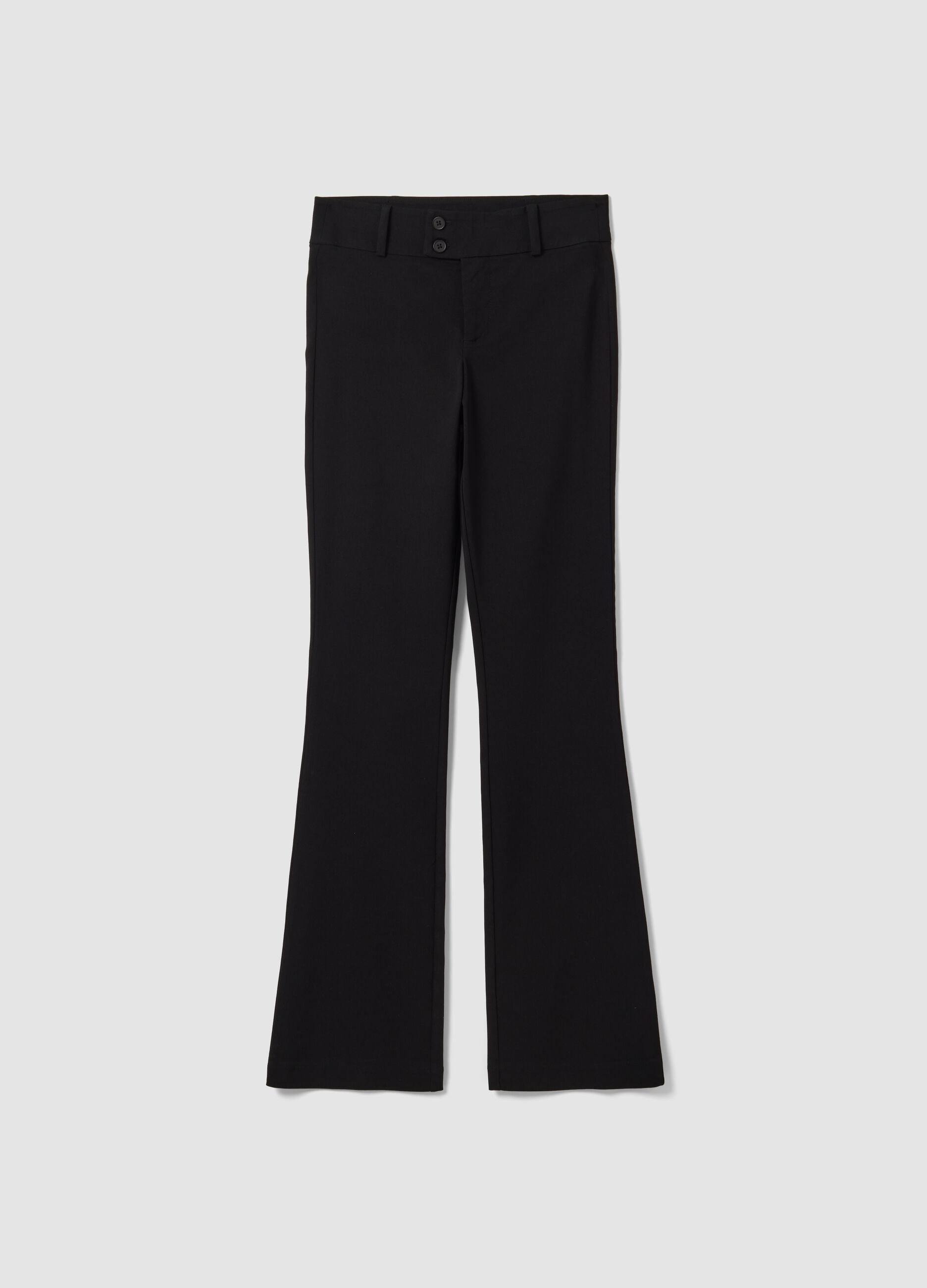 Black flared trousers in stretch viscose