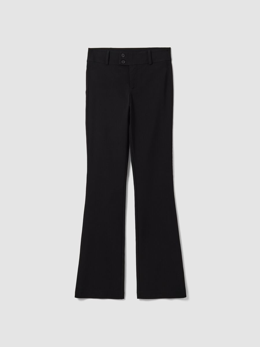 Black flared trousers in stretch viscose_0