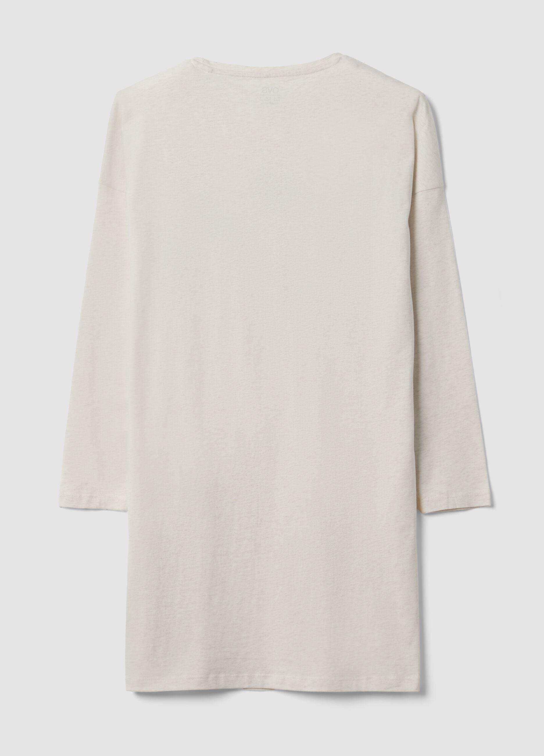 Beige organic pure cotton nightdress with cornet print