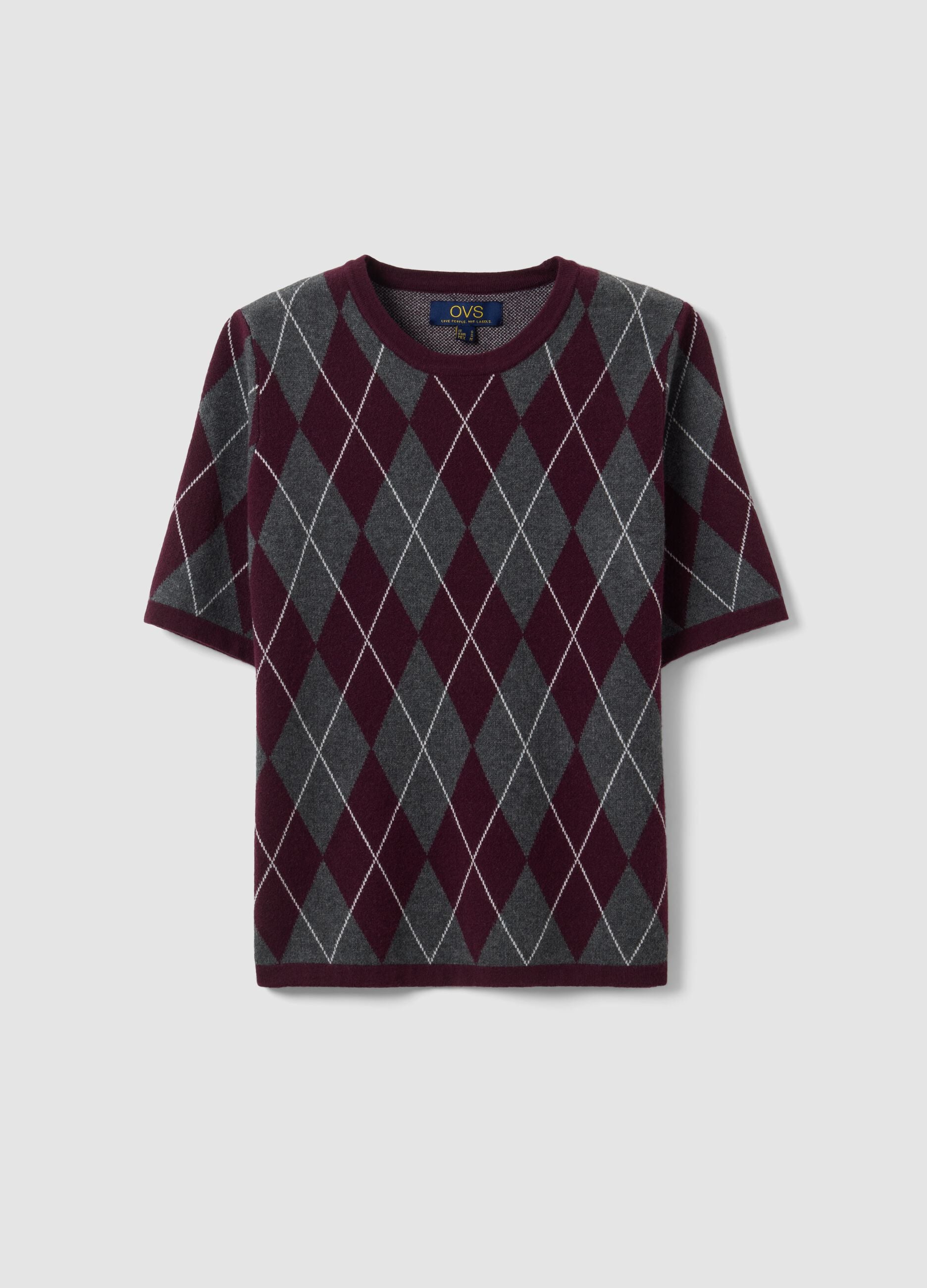Multicolour argyle crew-neck jumper, regular fit