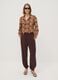 Brown checked pure viscose shirt with neck tie, regular fit_1