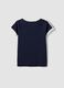 Blue pure cotton V-neck T-shirt with front print_5