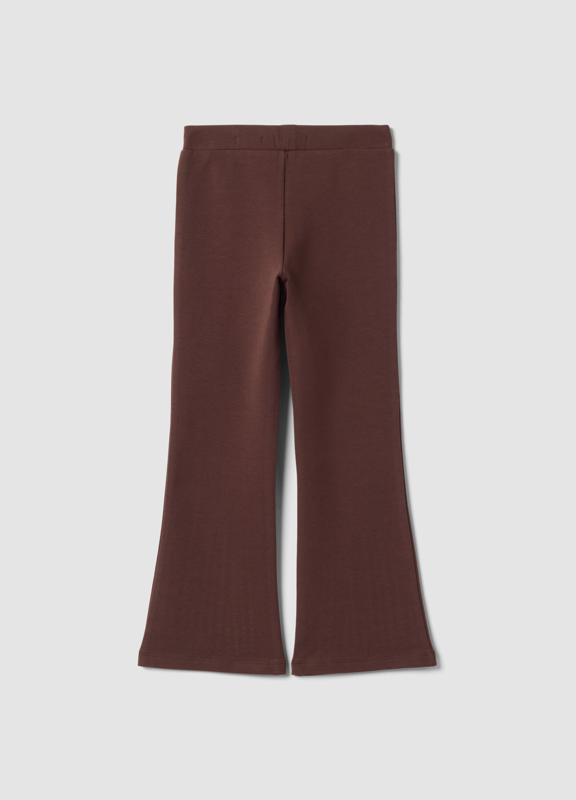 Brown flared stretch cotton leggings
