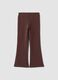Brown flared stretch cotton leggings_1