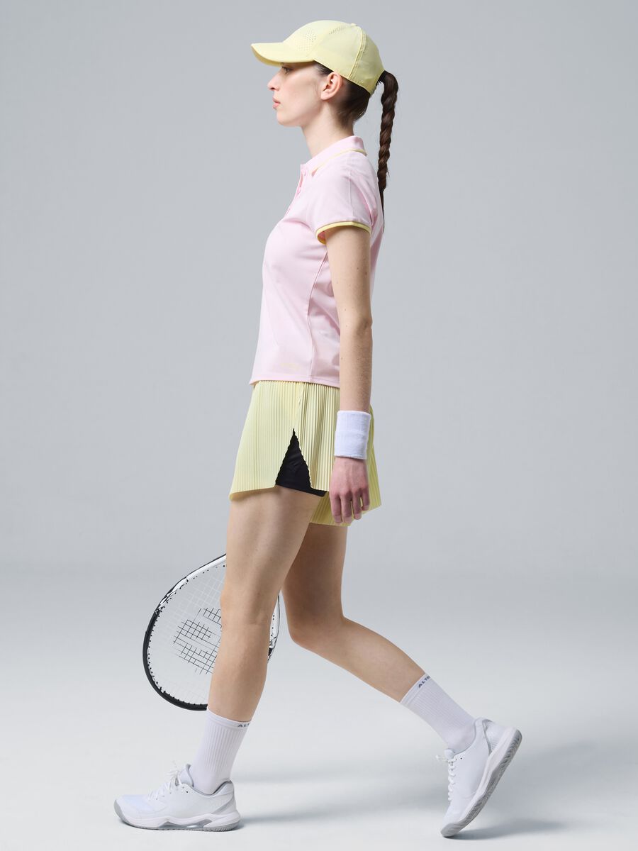 ALTAVIA COURT yellow pleated sports shorts in stretch fabric with removable inner short_1