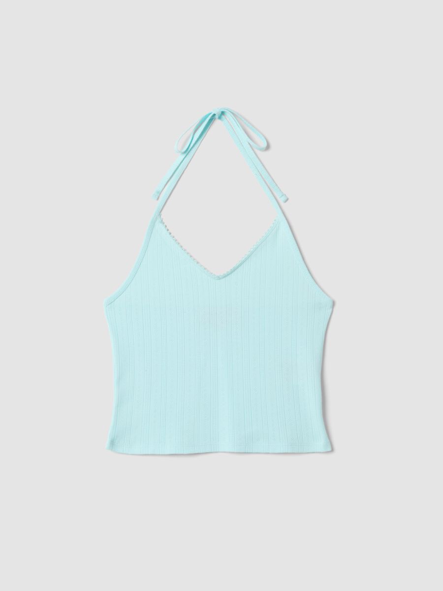 Light blue pure cotton ribbed top_4