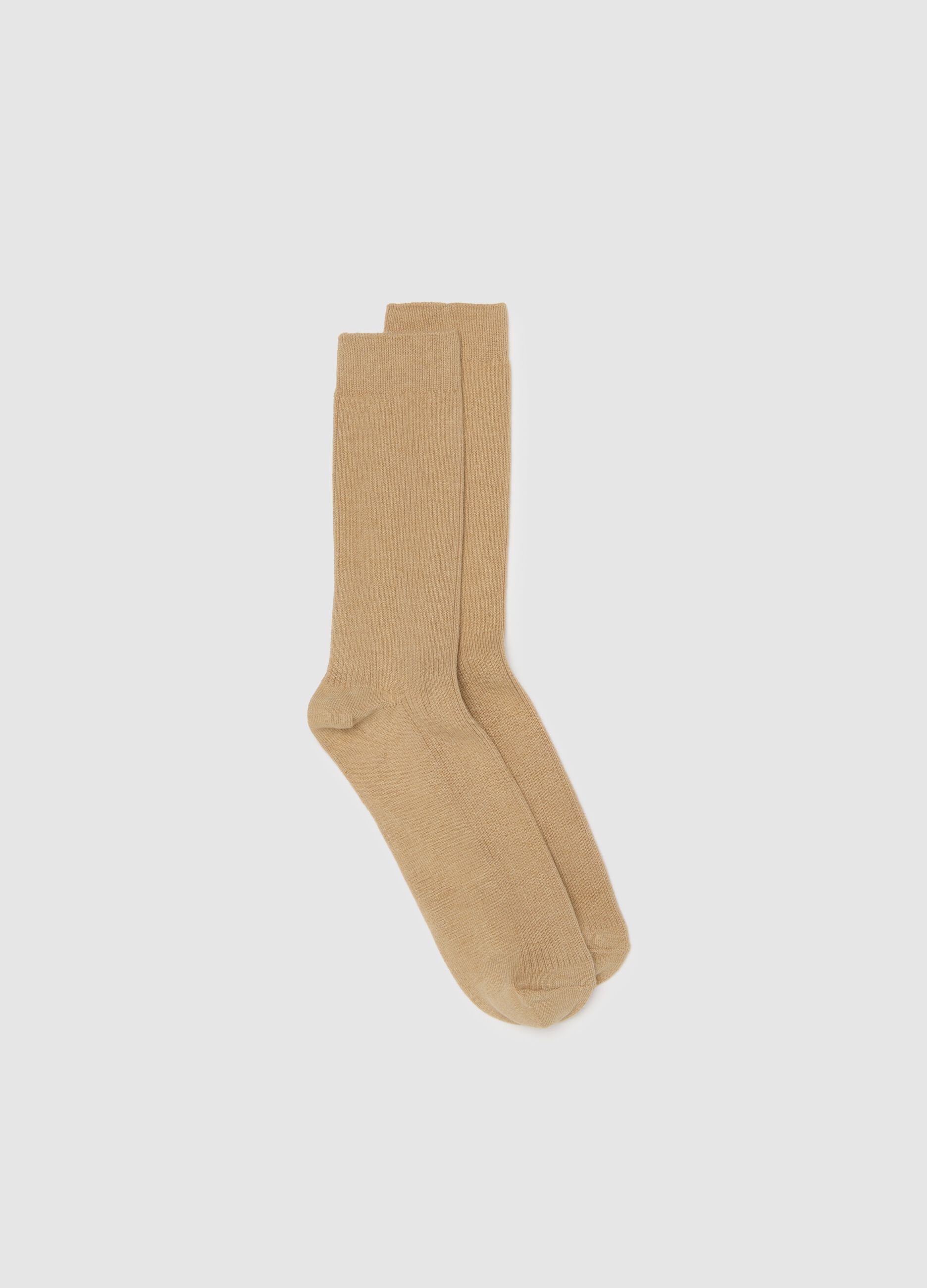 Beige midi cotton blend socks
