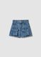 Girls&rsquo; blue denim cotton cargo shorts with wide-leg fit_0