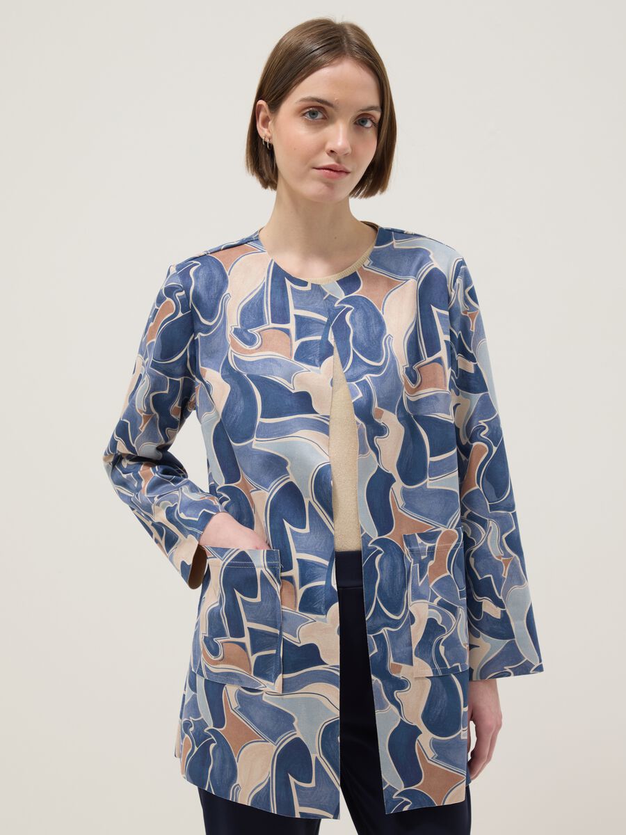 Multicolour lightweight regular fit jacket with pattern_0