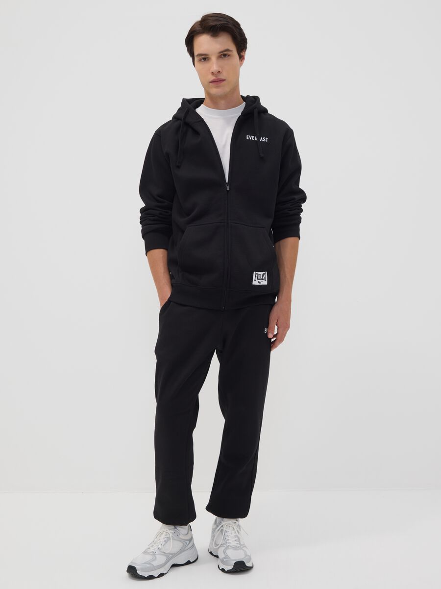 Black zip-up hooded sweatshirt in cotton blend_1