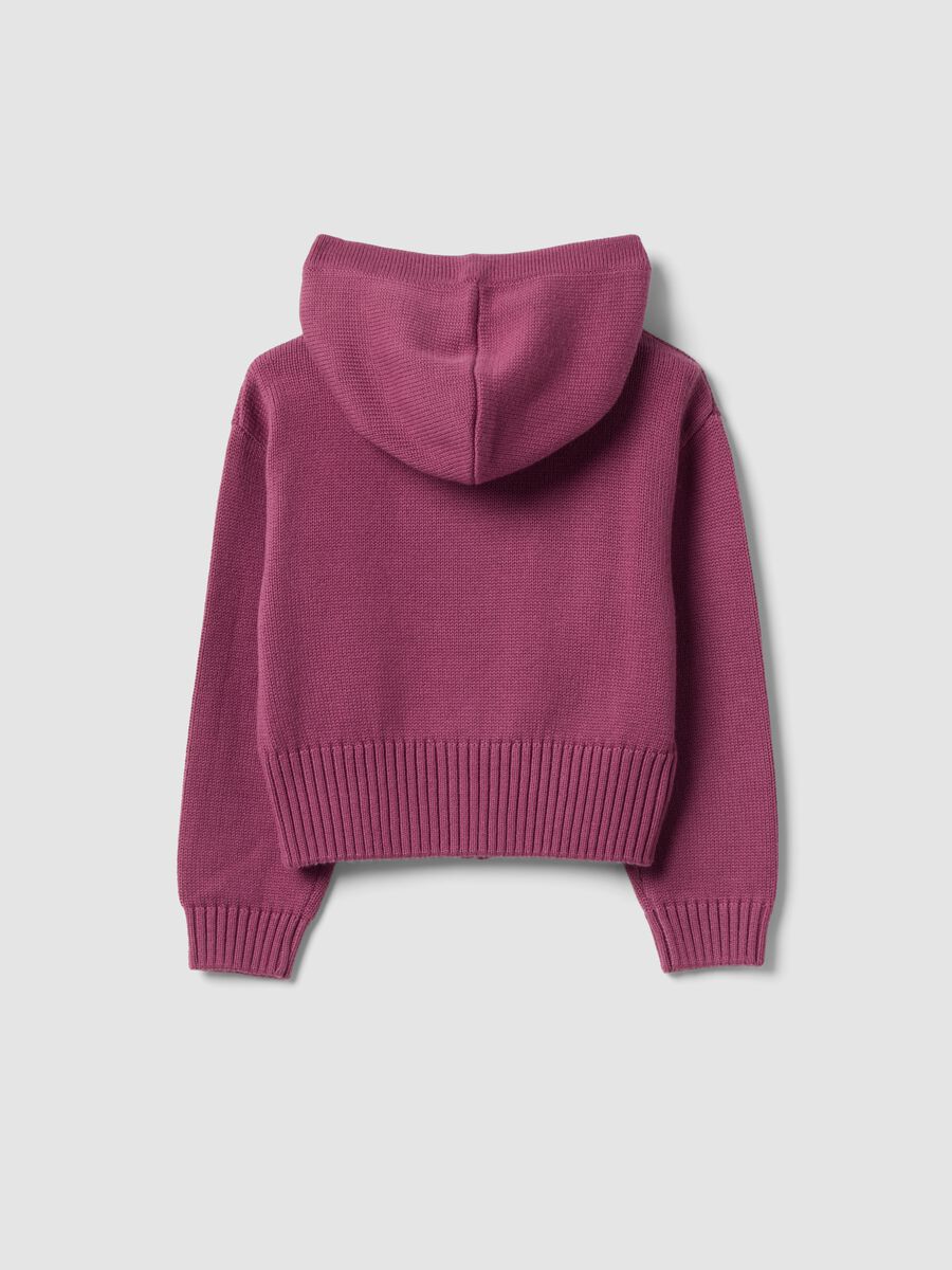 Girls&rsquo; Purple Hooded Cotton-Blend Cardigan_1