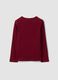 Red stretch organic cotton crew-neck T-shirt with teddy bear embroidery_1