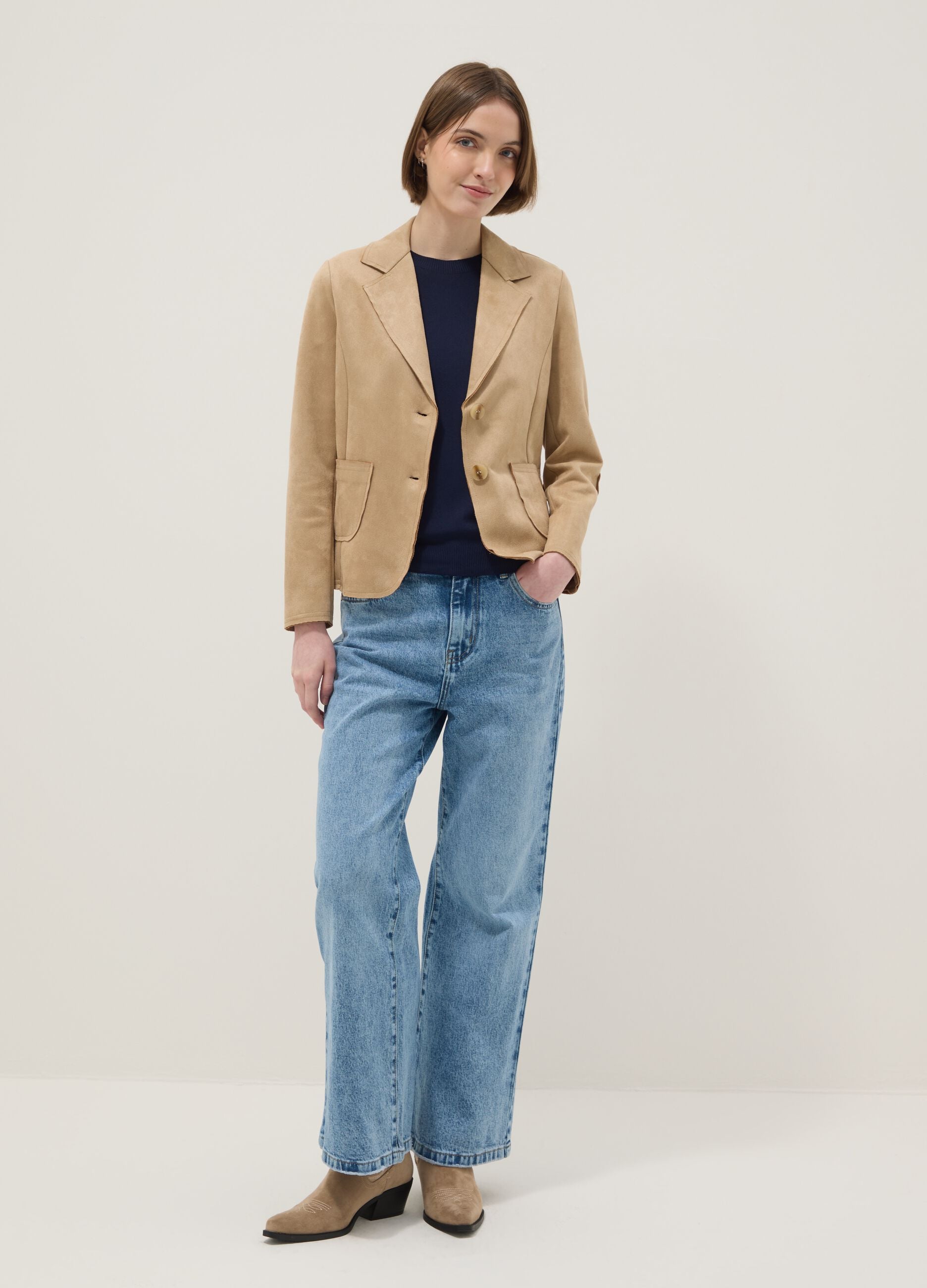 Beige Lightweight Regular Fit Jacket with Pockets