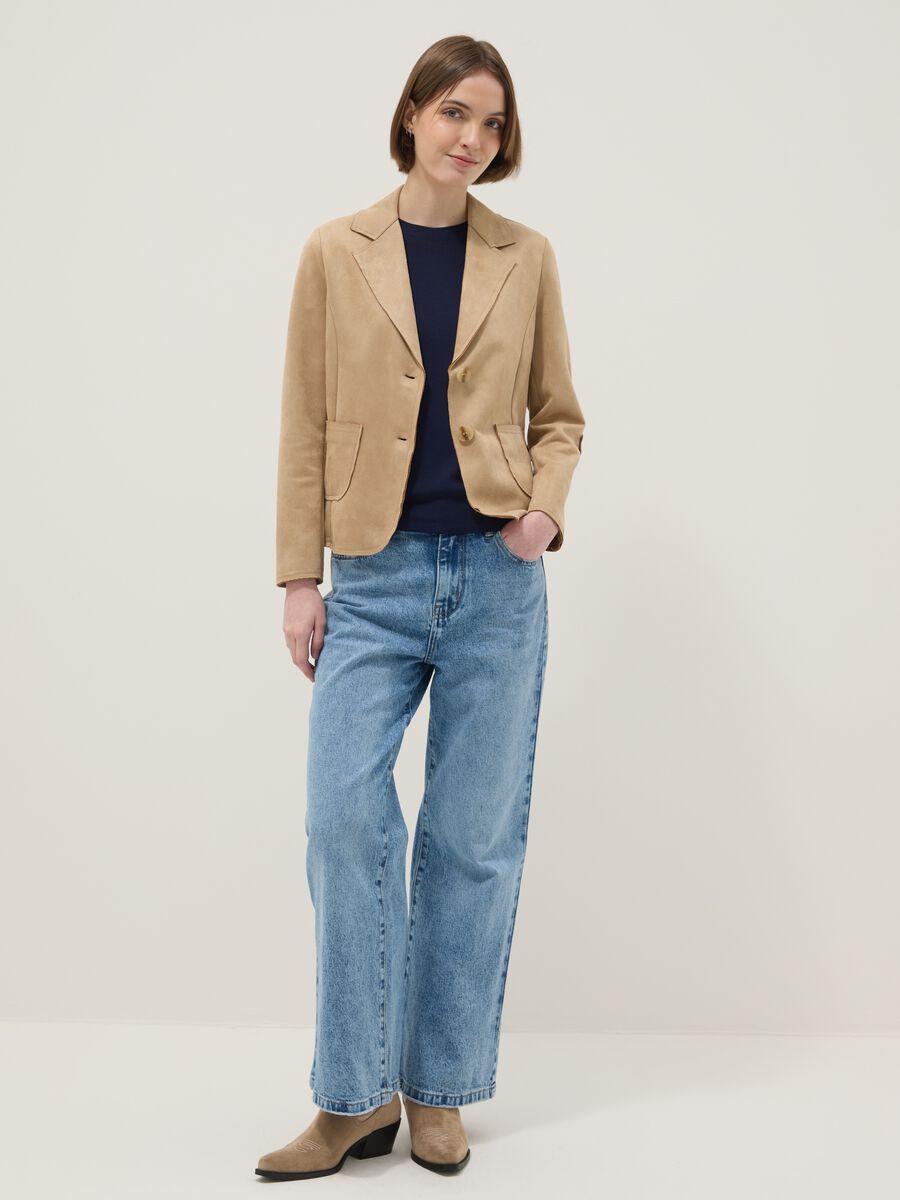 Beige Lightweight Regular Fit Jacket with Pockets_2