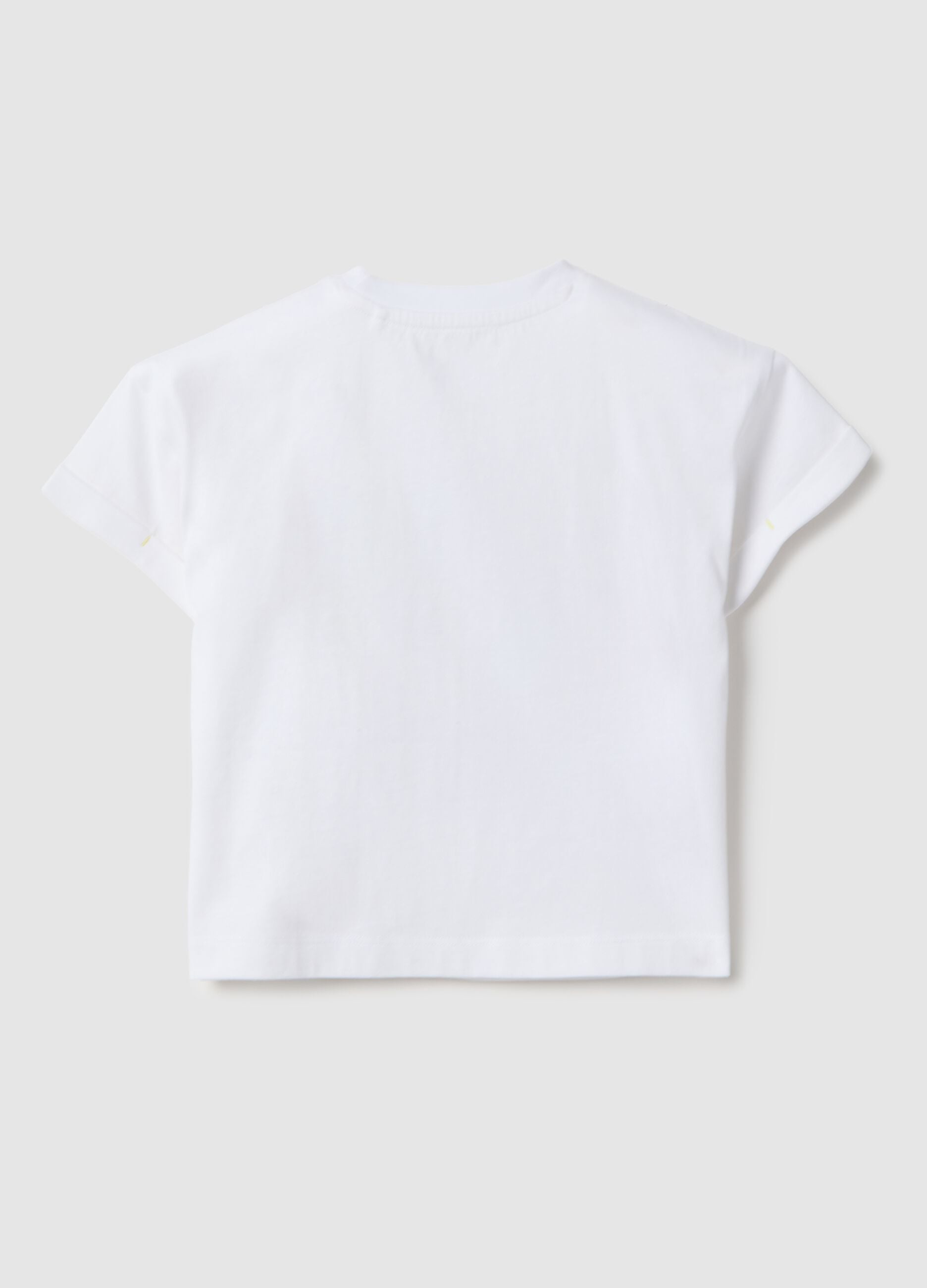 Girls' white pure cotton t-shirt regular fit with print