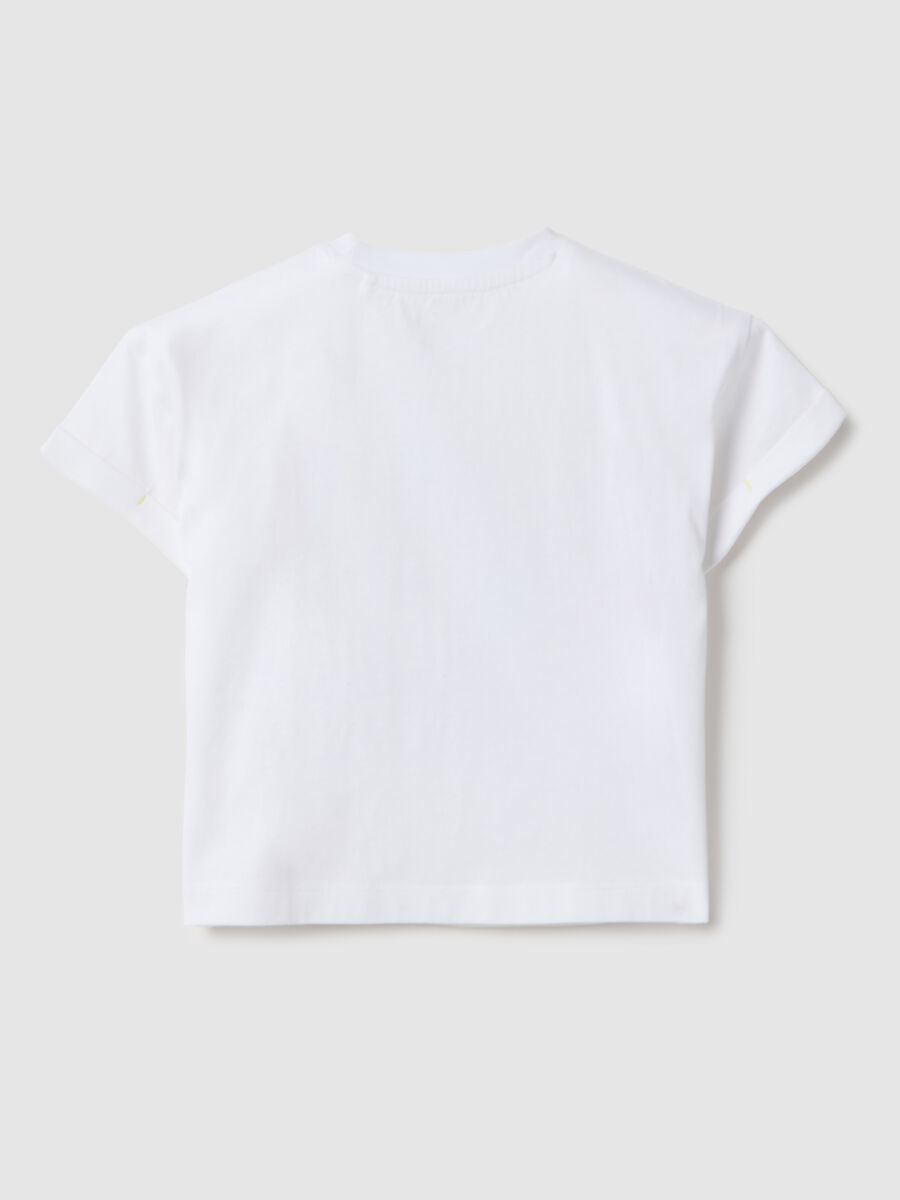 Girls' white pure cotton t-shirt regular fit with print_1